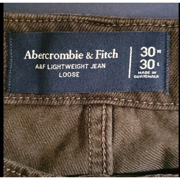 Abercrombie & Fitch | Men Lightweight Loose Jeans 30W 30L Brown Cotton Lyocell - Picture 2 of 7